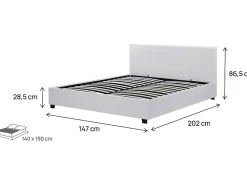 Lit double avec coffre "Carla" - 140 x 190 cm - Blanc