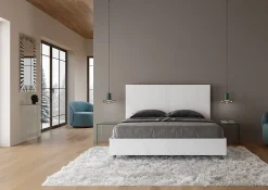 Lit double avec rangement, double relevable, 160x200 cm, frêne blanc, New Egos