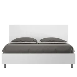 Lit double avec rangement, double relevable, 160x200 cm, frêne blanc, New Egos