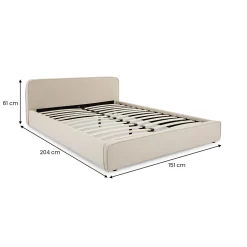 Lit double BELARTI 140 x 190 cm rembourré, revêtement en tissu - Beige