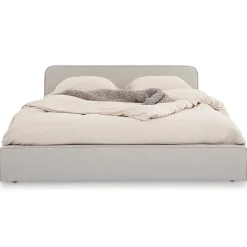 Lit double BELARTI 140 x 190 cm rembourré, revêtement en tissu - Gris clair