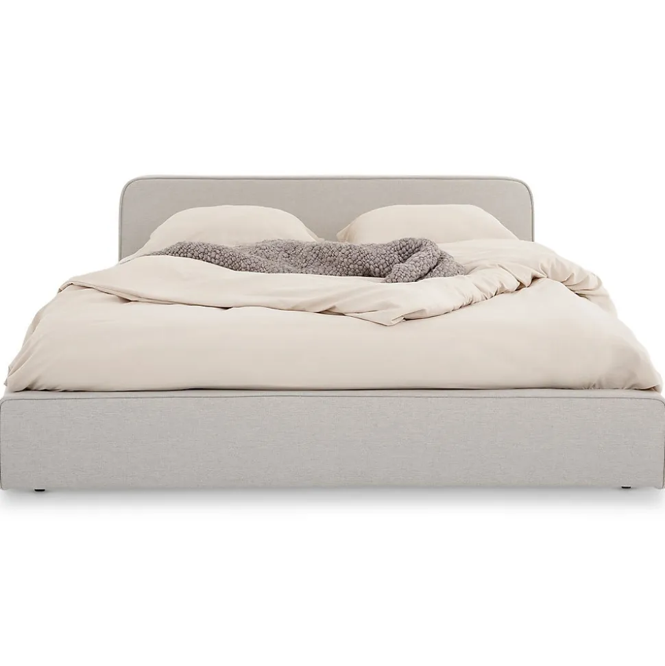 Lit double BELARTI 140 x 190 cm rembourré, revêtement en tissu - Gris clair