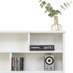 Lit Double Bois 140X200Cm Tiroirs Blanc Blackcolors