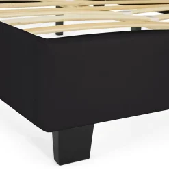 Lit double CHARLOTTE avec tête de lit et sommier 140 x 190 cm PVC noir