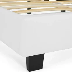 Lit double CHARLOTTE avec tête de lit et sommier 140 x 190 cm PVC blanc