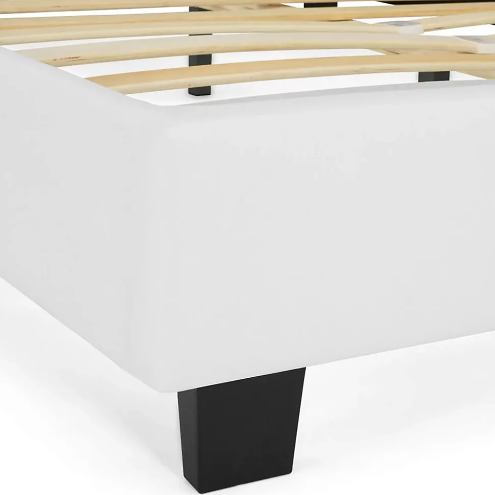 Lit double CHARLOTTE avec tête de lit et sommier 140 x 190 cm PVC blanc