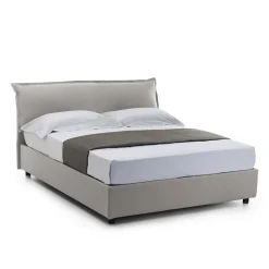 Lit double Clio, Lit coffre déhoussable avec tête de lit rembourrée et cadre de lit coffre, adapté pour matelas 160x190 cm, Gris