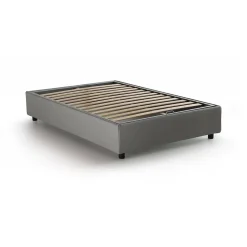 Lit double Daccardi, Lit coffre avec revêtement en tissu, Ouverture frontale, adapté pour matelas 120x200 cm, Gris