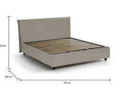 Lit double Dacost, Lit coffre avec revêtement en similcuir, Ouverture frontale, adapté pour matelas 140x190 cm, Taupe