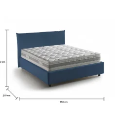 Lit double Dbranc, lit coffre avec revêtement en tissu, ouverture frontale, avec matelas 120x190 cm inclus, bleu