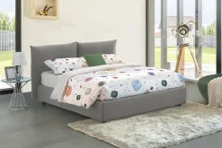 Lit double Dbrunor, Lit coffre avec revêtement en tissu, Ouverture frontale, avec matelas 160x200 cm inclus, Gris