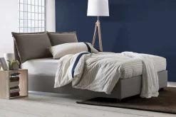 Lit double Dcaprar, Lit coffre avec revêtement en tissu, Ouverture frontale, adapté pour matelas 160x190 cm, Taupe