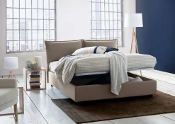 Lit double Dcaprar, Lit coffre avec revêtement en tissu, Ouverture frontale, adapté pour matelas 160x190 cm, Taupe