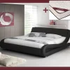 Lit double DESIGN AMEUBLEMENT Alessia 160x200 cm noir simili cuir