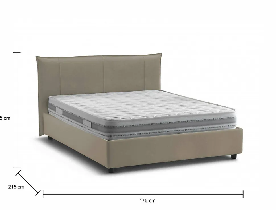 Lit double Dfecci, Lit coffre avec revêtement en tissu, Ouverture frontale, avec matelas 160x200 cm inclus, Taupe