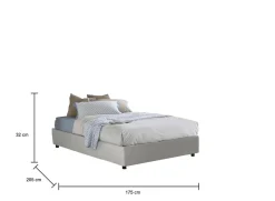 Lit double Dguid, Lit coffre avec revêtement en similcuir, Ouverture frontale, adapté pour matelas 160x190 cm, Blanc