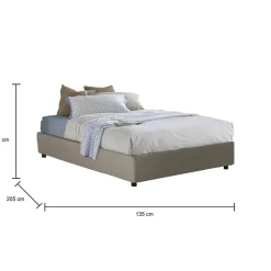 Lit double Dgytkj, lit coffre avec revêtement en similcuir, ouverture frontale, adapté pour matelas 120x190 cm, gris tourterelle