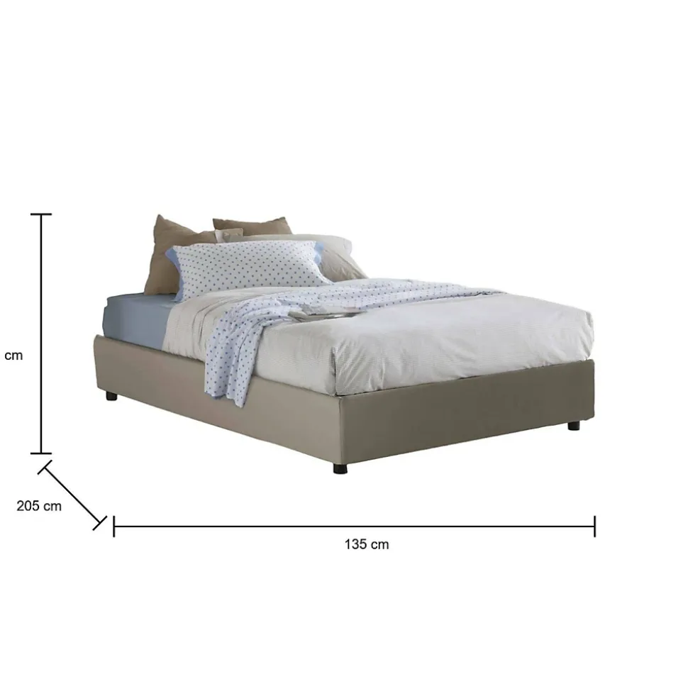 Lit double Dgytkj, lit coffre avec revêtement en similcuir, ouverture frontale, adapté pour matelas 120x190 cm, gris tourterelle