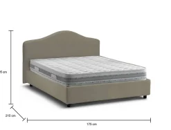 Lit double Djoci, Lit coffre avec revêtement en tissu, Ouverture frontale, avec matelas 160x200 cm inclus, Taupe