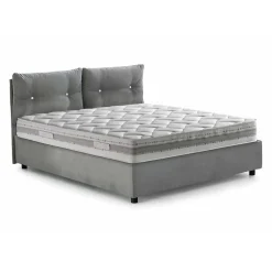 Lit double Dlucid, Lit coffre avec revêtement en tissu, Ouverture frontale, avec matelas 160x200 cm inclus, Gris