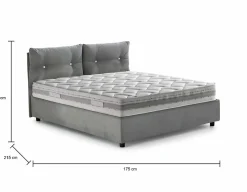 Lit double Dlucid, Lit coffre avec revêtement en tissu, Ouverture frontale, avec matelas 160x200 cm inclus, Gris