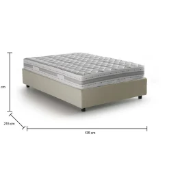 Lit double Dmalizi, Lit coffre avec revêtement en tissu, Ouverture frontale, avec matelas 120x200 cm inclus, Beige