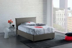 Lit double Dpalear, Lit coffre avec revêtement en tissu, Ouverture frontale, avec matelas 120x200 cm inclus, Gris