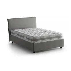 Lit double Dpalear, Lit coffre avec revêtement en tissu, Ouverture frontale, avec matelas 120x200 cm inclus, Gris