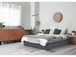 Lit double en PVC avec coffre "Ava" 140 x 190 cm Gris