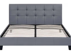 Lit double en pvc "Julia" - 140 x 190 cm - Gris