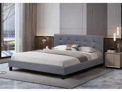 Lit double en pvc "Julia" - 160 x 200 - Gris clair