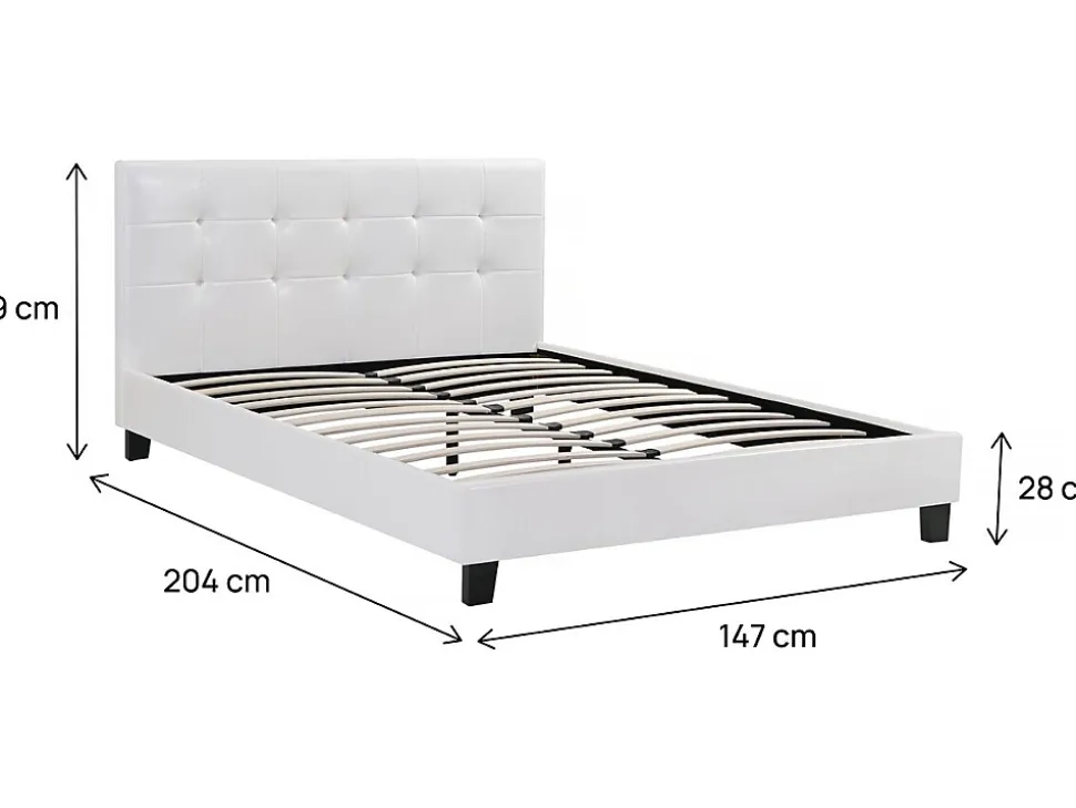 Lit double en pvc "Julia" - 140 x 190 cm - Blanc