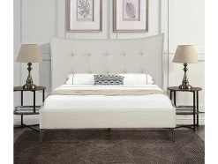 Lit double en tissu capitonné 