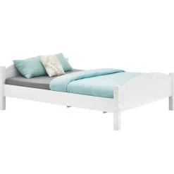 Lit double FLIMS, 140 x 190 cm en pin massif lasuré blanc