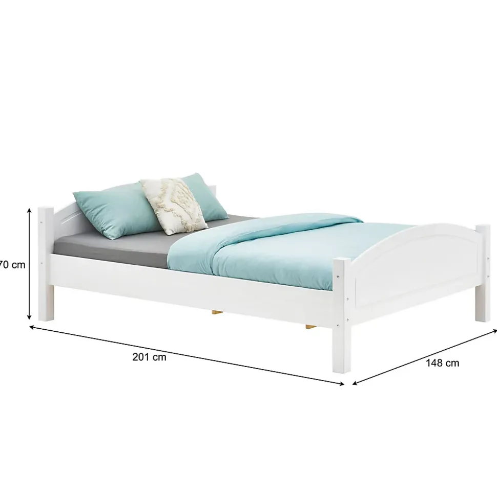 Lit double FLIMS, 140 x 190 cm en pin massif lasuré blanc