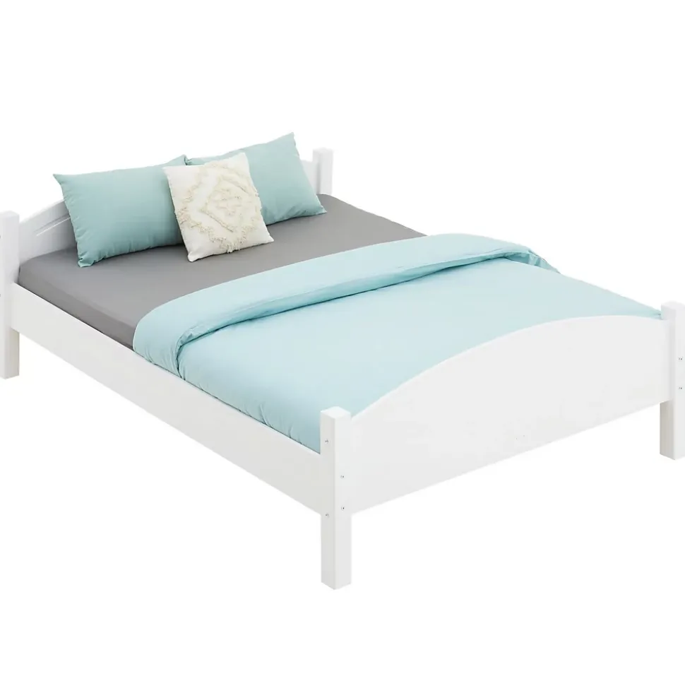 Lit double FLIMS, 140 x 190 cm en pin massif lasuré blanc