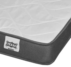 Lit double flottant tapissé - Lin gris - LED intégrée & ports USB - Sommier à lattes - 2 places 150x190 cm