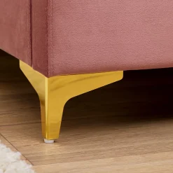 Lit double GLAMOUR, 140x190 cm, capitonné avec sommier, revêtement en velours rose