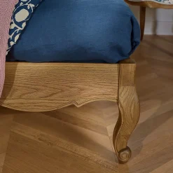 Lit double HENRY Style romantique en chêne et lin premium 140 x 190