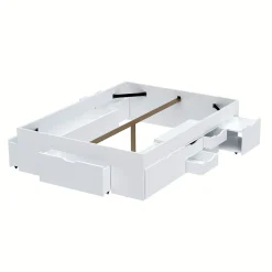 Lit double JAZZ 160x200 7 tiroirs + 2 chevets / Blanc