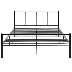 Lit double Laos Métal avec Sommier à Lattes 140 x 200 cm Noir en.casa