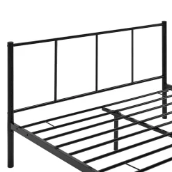 Lit double Laos Métal avec Sommier à Lattes 140 x 200 cm Noir en.casa