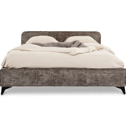 Lit double LEVERDA 140 x 190 cm, revêtement en tissu - Gris