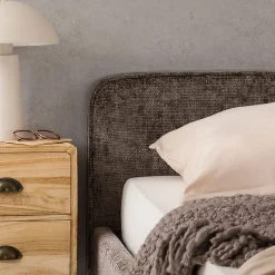 Lit double LEVERDA 140 x 190 cm, revêtement en tissu - Gris