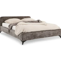 Lit double LEVERDA 140 x 190 cm, revêtement en tissu - Gris