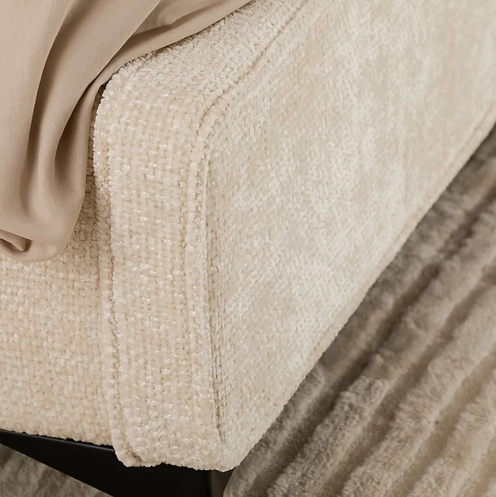 Lit double LEVERDA 140 x 190 cm, revêtement en tissu - Blanc