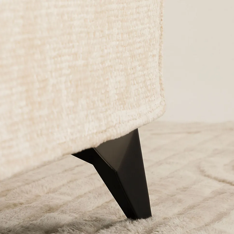 Lit double LEVERDA 140 x 190 cm, revêtement en tissu - Blanc