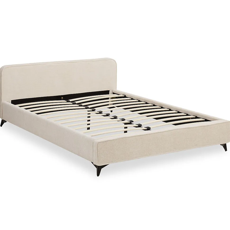 Lit double LEVERDA 140 x 190 cm, revêtement en tissu - Blanc