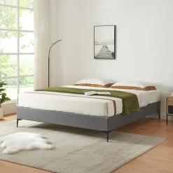 Lit double Lilla 180 x 200 cm gris foncé en.casa