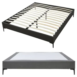 Lit double Lilla 140 x 200 cm gris foncé en.casa